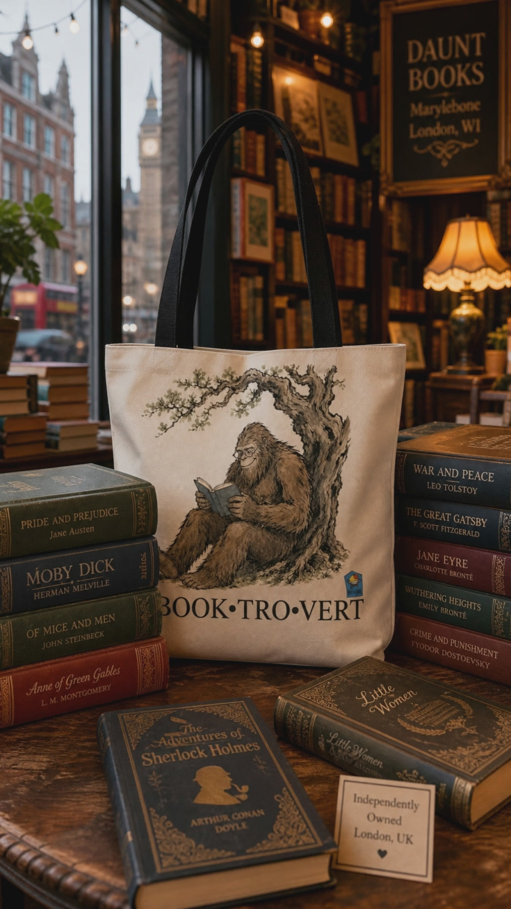 Book-Tro-Vert Tote Bag — Brazier House™ Cryptid Booklover Tote