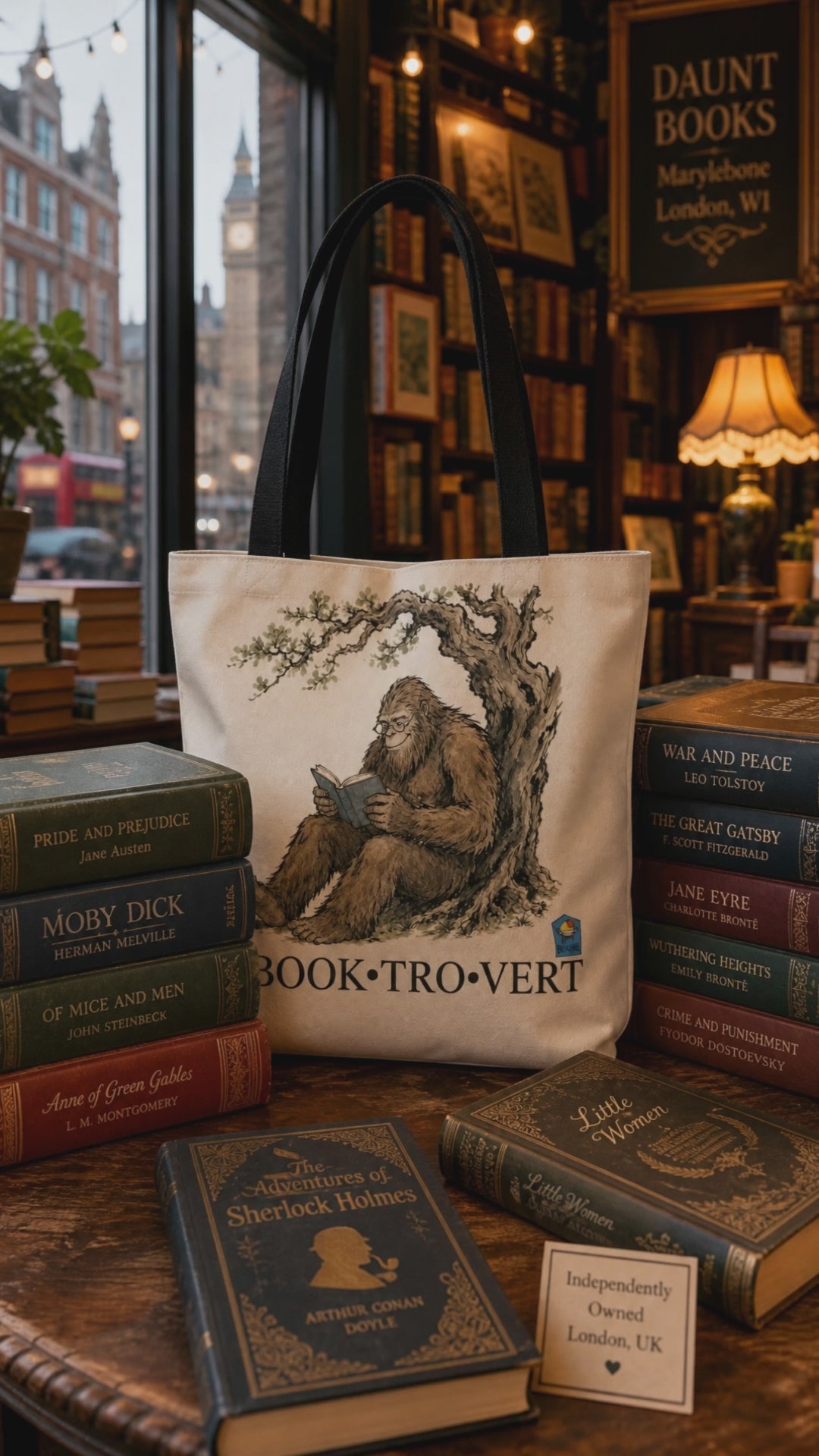Book-Tro-Vert Tote Bag — Brazier House™ Cryptid Booklover Tote